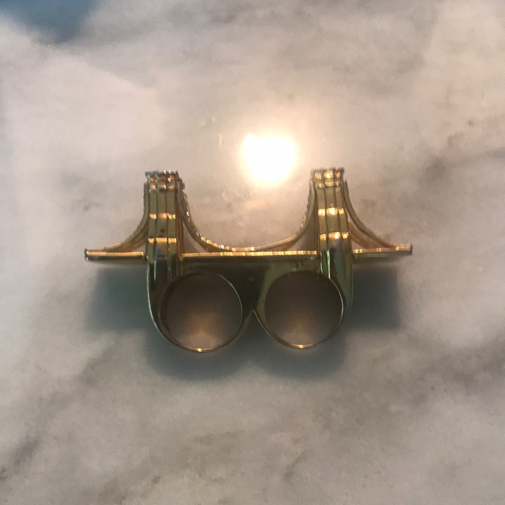 Noir Double Ring Brooklyn Bridge, Gold